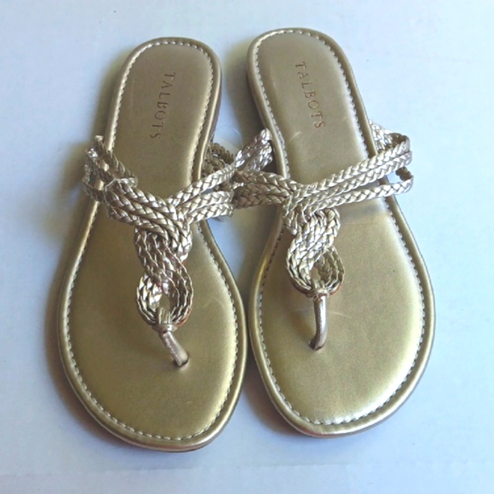 TALBOTS METTALIC BRAIDED WOMEN'S SANDALS SIZE 8